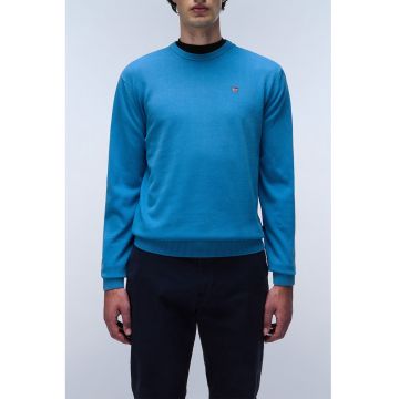 Pulover de bumbac cu decolteu la baza gatului Droz - Turcoaz