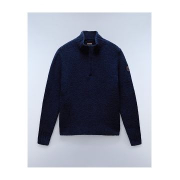 Pulover din amestec de lana boucle cu fenta cu fermoar Velan -