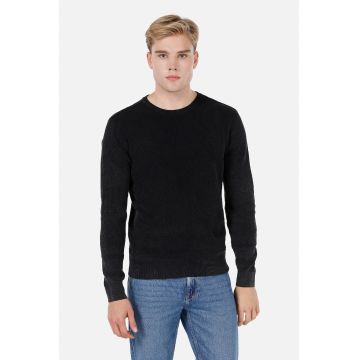 Pulover uni cu decolteu la baza gatului - Negru