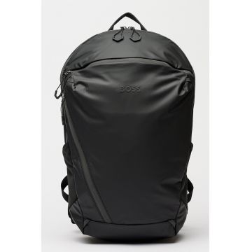 Rucsac cu fermoar si detaliu logo - Negru