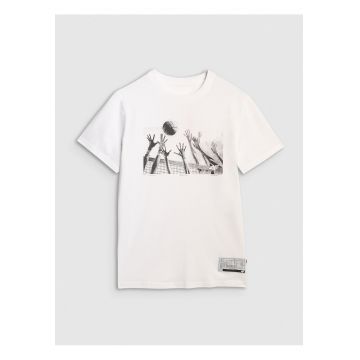 Tricou barbati - alb/negru -  bumbac -