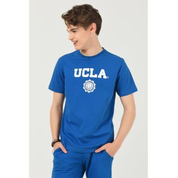 Tricou cu imprimeu logo Gayley - Alb/Albastru inchis