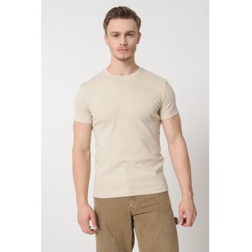 Tricou uni cu decolteu la baza gatului - Grej