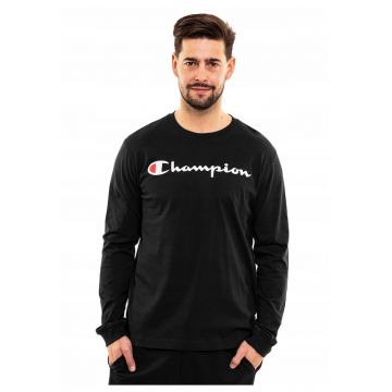 Bluza cu imprimeu logo si decolteu la baza gatului