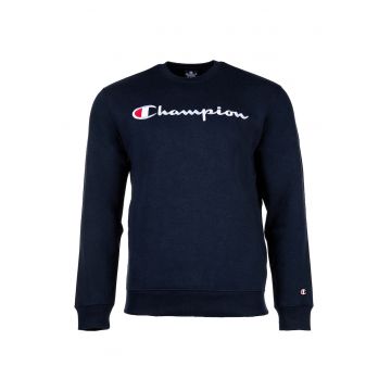 Bluza de trening din amestec de bumbac cu decolteu la baza gatului si logo brodat - Albastru inchis