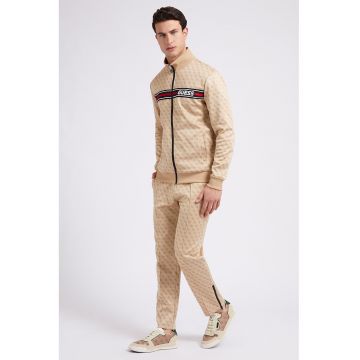 Bluza sport cu fermoar si logo - pentru fitness - Rosu/Negru/Maro nisip