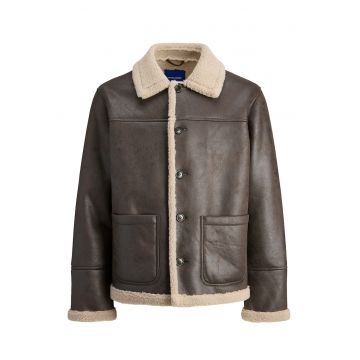 Geaca din imitatie de piele - Jack Jones - maro - 100% imitatie de piele -