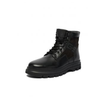 Ghete barbati  piele naturala - negru - cu fermoar