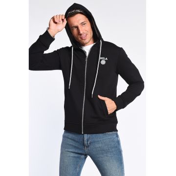 Hanorac cu fermoar si logo pe piept Hilgard - Negru