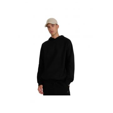 Hanorac sport barbati -  negru - fara fermoar - gluga