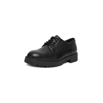 Pantofi barbati  model EO-ANTON-01 - piele naturala - negru - sireturi rotunde