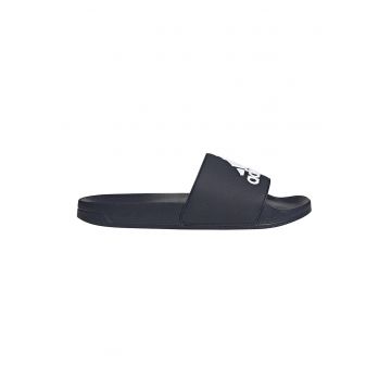 Papuci cu logo Adilette 2 - Alb/Bleumarin