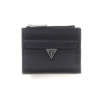 Portofel din piele cu aspect granulat Monaco - Negru stins