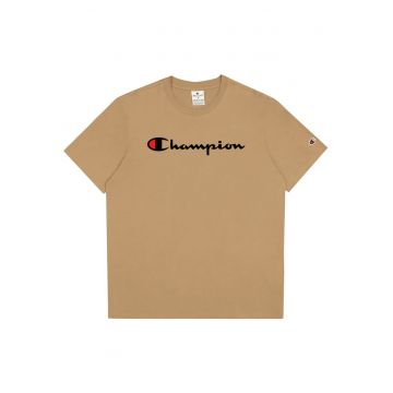 Tricou barbatesc  bej - bumbac - croiala regulata - logo pe piept