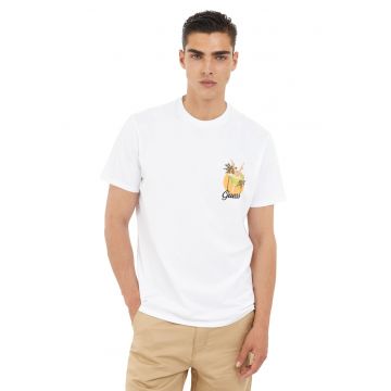 Tricou de bumbac cu imprimeu pe spate - Portocaliu/Negru stins/Alb optic