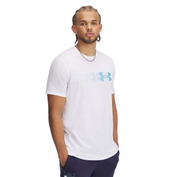 Tricou din amestec de bumbac cu imprimeu logo - Alb/Albastru