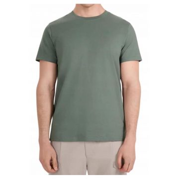 Tricou din bumbac cu decolteu la baza gatului - Verde