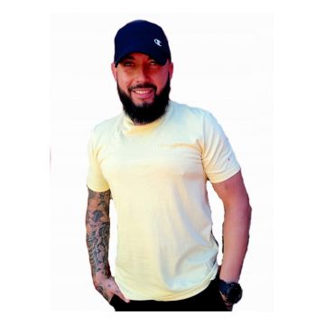 Tricou din bumbac cu decolteu rotund - Galben