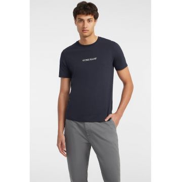 Tricou din bumbac cu imprimeu logo - Albastru ultramarin