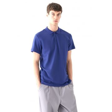 Tricou sport barbati  bleumarin - bumbac/poliester - guler clasic