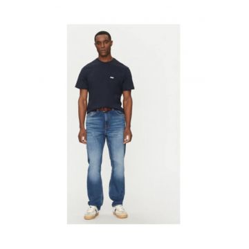 Tricou uni cu decolteu la baza gatului si buzunar aplicat pe piept