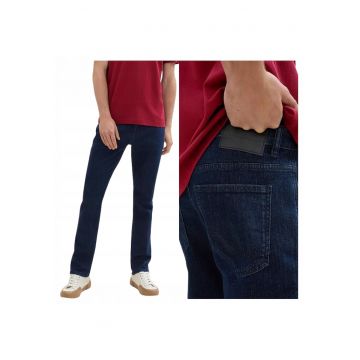 Blugi Barbati -  Josh Regular Slim - Slim Fit - Talie Medie - Fermoar - Lungi - 5 Buzunare - Bumbac - W31-L32 US - Albastru