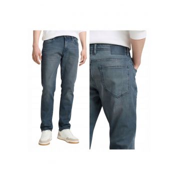 Blugi Barbati -  Josh Regular - Straight Fit - Talie Medie - Fermoar - Lungi - 5 Buzunare - Bumbac - W31-L34 US - Albastru