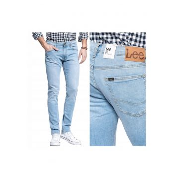 Blugi Barbati -  Luke - Slim Fit - Talie Medie - Fermoar - Lungi - 5 Buzunare - Bumbac - W32 L32 - Albastru