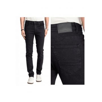 Blugi Barbati -  Sebb - Loose Fit - Talie Inalta - Fermoar - Lungi - 5 Buzunare - Bumbac - W40 L34 - Negru