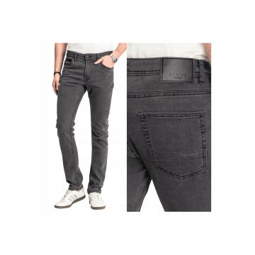 Blugi Barbati -  Sebb - Straight Fit - Talie Medie - Fermoar - Lungi - 5 Buzunare - Bumbac - W31 L34 - Gri