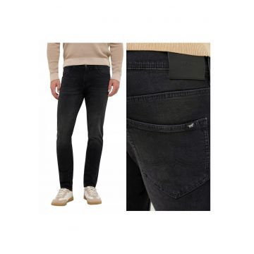 Blugi Barbati -  Style Oregon Slim - Slim Fit - Talie Joasa - Fermoar - Lungi - 5 Buzunare - Bumbac - Negru - Albastru