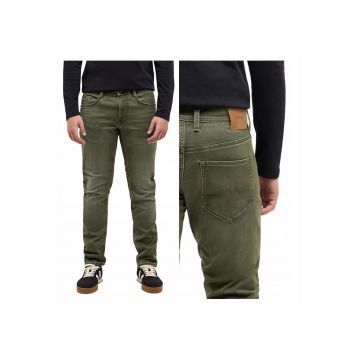 Blugi Barbati -  Style Oregon Slim - Slim Fit - Talie Joasa - Fermoar - Lungi - 5 Buzunare - Bumbac - W32-L30 US - Verde