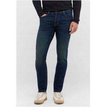 Blugi Barbati -  Style Oregon Slim - Slim Fit - Talie Joasa - Fermoar - Lungi - 5 Buzunare - Bumbac - W33-L30 US - Albastru