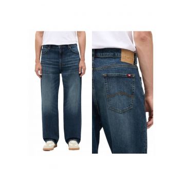 Blugi Barbati -  Style Vermont - Loose Fit - Talie Joasa - Fermoar - Lungi - 5 Buzunare - Bumbac - W32-L32 US - Albastru