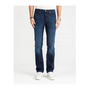 Blugi Barbati -  Tramper Tapered - Slim Fit - Talie Medie - Fermoar - Lungi - 5 Buzunare - Bumbac - Albastru - Albastru