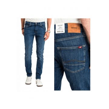 Blugi Barbati -  Vegas Slim - Slim Fit - Talie Medie - Fermoar - Lungi - 5 Buzunare - Bumbac - Albastru - Albastru