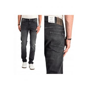 Blugi Barbati -  Vegas Slim - Slim Fit - Talie Medie - Fermoar - Lungi - 5 Buzunare - Bumbac - Negru - Negru