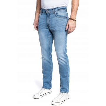 Blugi Barbati -  Washington - Slim Fit - Talie Medie - Fermoar - Lungi - 5 Buzunare - Bumbac - Albastru - Albastru