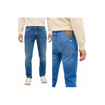 Blugi Barbati -  Washington Straight - Straight Fit - Talie Medie - Fermoar - Lungi - 5 Buzunare - Bumbac - Albastru - Albastru