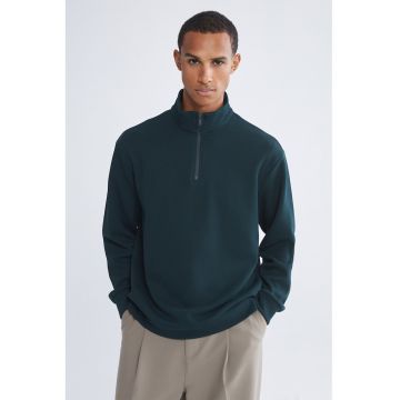 Bluza lejera de trening cu fenta cu fermoar - Verde aquamarin