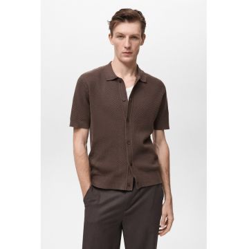 Cardigan cu maneci scurte si nasturi - Maro inchis