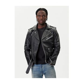 Geaca de piele barbati  negru - fabricata din piele -