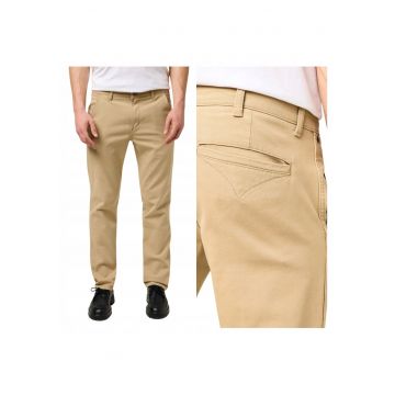 Pantaloni Barbati -  Casey Chino - Straight Fit - Talie Medie - Fermoar - Lungi - 5 Buzunare - Bumbac - Bej - Bej