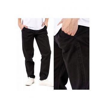 Pantaloni Barbati -  Gerry Chino - Loose Fit - Talie Medie - Fermoar - Lungi - 5 Buzunare - Bumbac - W40 L32 - Negru
