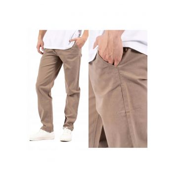 Pantaloni Barbati -  Gerry Chino - Straight Fit - Talie Medie - Fermoar - Lungi - 5 Buzunare - Bumbac - W42 L34 - Bej