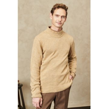 Pulover cu guler mediu - Maro camel