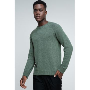 Pulover slim fit cu maneci raglan - Verde/Verde pal