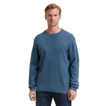 Pulover slim-fit din amestec de bumbac organic - Albastru inchis