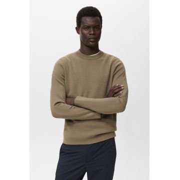 Pulover uni cu decolteu la baza gatului - Maro camel