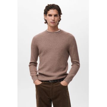 Pulover uni cu decolteu la baza gatului - Maro inchis